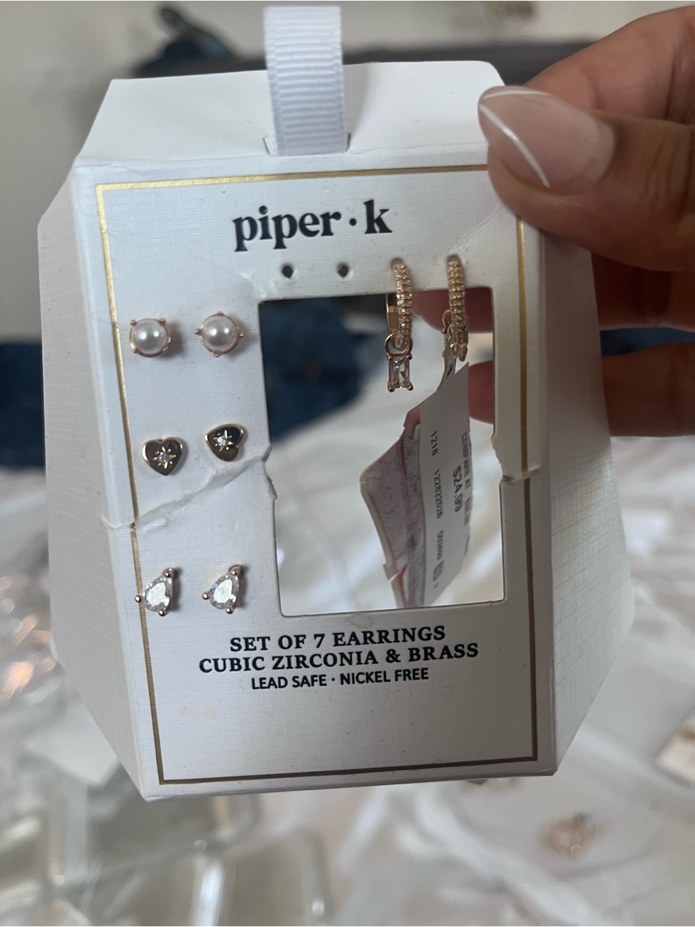 Piper K Rose Gold Pearl 4-Pair Earring Set  stack jewelry - Picture 2 of 2